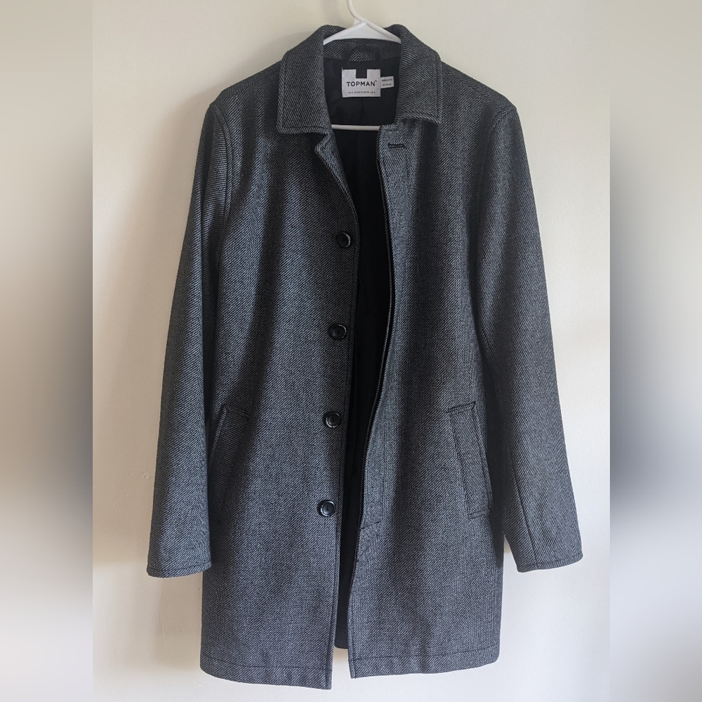 Topman gray wool blend overcoat size S